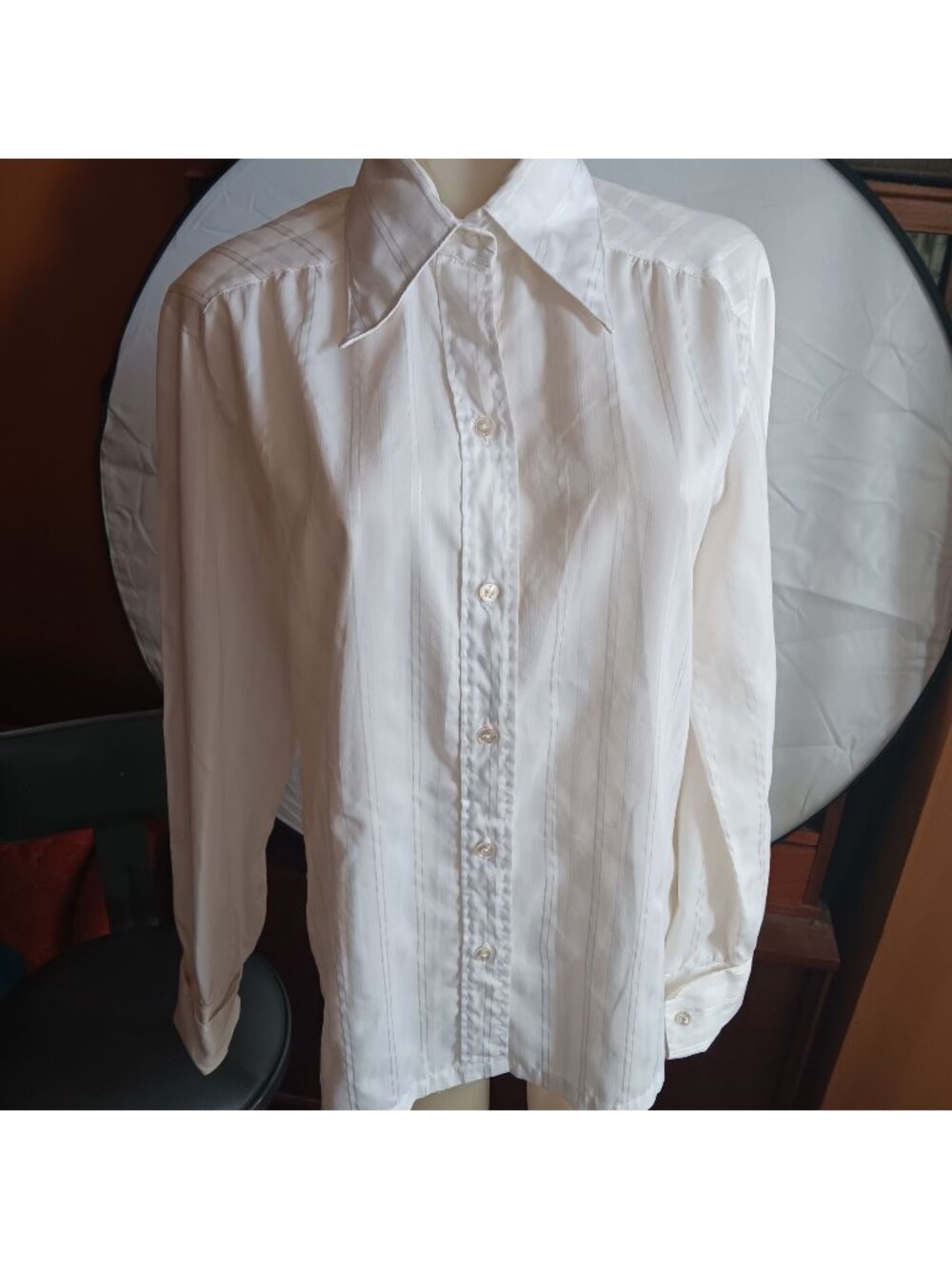 1980's Vintage Women's Large 14 Blouse Granny Striped Ship'n Shore Top Button